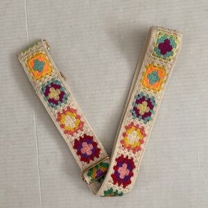 BOHO Colorful Crochet Patterned purse strap/ can be used as a belt